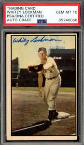 Whitey Lockman Gem Mint 10 PSA DNA Signed 1953 Bowman Color Autograph How Much
