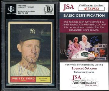 Whitey Ford Beckett BAS JSA COA Signed 1961 Topps Autograph Cheap Sale Purchase