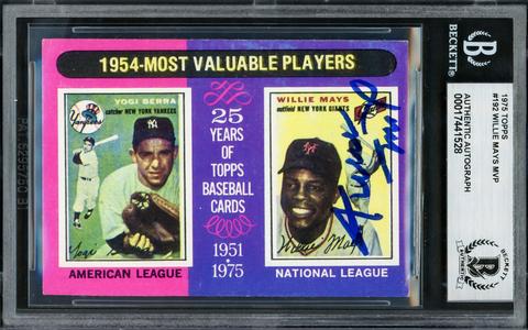 Willie Mays Autographed Signed 1975 Topps Card #192 Giants Beckett #17441528 Buy Cheap Very Cheap