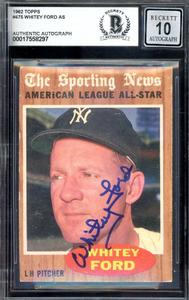 Whitey Ford Gem Mint 10 Beckett BAS Signed 1962 Topps All Star Autograph Buy Cheap Classic