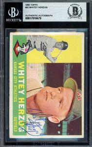 Whitey Herzog Beckett BAS Signed 1960 Topps Autograph Really Cheap Shoes Online