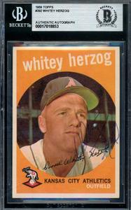 Whitey Herzog Beckett BAS Vintage Signed 1959 Topps Autograph For Sale Online