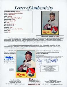Willie Mays JSA Coa Signed 1963 Topps Autograph Outlet For Nice