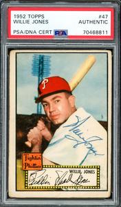 Willie Jones Autographed Signed 1952 Topps Card #47 Phillies PSA/DNA #70468811 Big Sale Sale Online