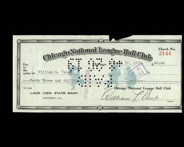 William Veeck PSA DNA Signed x2 Chicago Cubs Check 8-19-1919 Autograph Clearance Best Seller