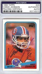 Vance Johnson Autographed 1988 Topps Card #25 Denver Broncos PSA/DNA #83716373 Outlet Buy