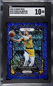 Tyrese Haliburton 2023-24 Panini Prizm Blue Shimmer Card #102- /35- SGC Graded 1 Best Place Sale Online