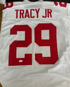 Tyrone Tracy Jr signed custom white giants jersey Free Shipping Fashionable