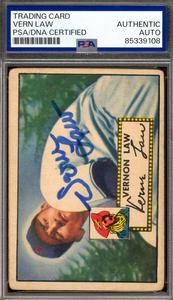 Vern Law PSA DNA Signed 1952 Topps Autograph Huge Surprise