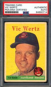 Vic Wertz PSA DNA Signed 1958 Topps Autograph Sale Professional