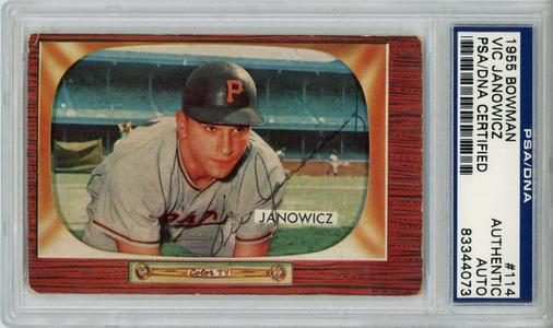 Vic Janowicz Autographed 1955 Bowman #114 Trading Card PSA Slab 43811 Cost Cheap Pice