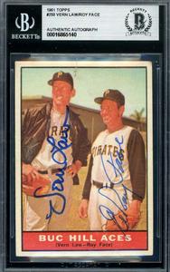 Vern Law Roy Face Beckett BAS Signed 1961 Topps Buc Hill Aces Autograph Outlet Marketable