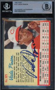 Vada Pinson Beckett BAS Signed 1962 Post Autograph Sast