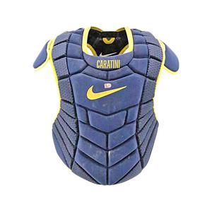 Victor Caratini Milwaukee Brewers Autographed Signed Game Used 9/27/23 Navy Chest Protector (MLB Auth) Sale View