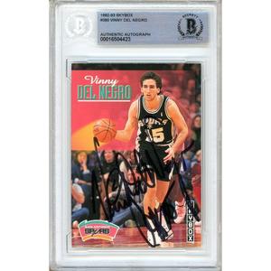 Vinny Del Negro San Antonio Spurs Signed 1992-93 Skybox Basketball Card Beckett Auth Auto Huge Surprise For Sale