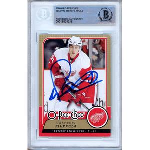 Valtteri Filppula Detroit Red Wings Signed 2008-09 O-Pee-Chee Card Beckett Auth Auto Slab Free Shipping Supply