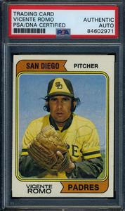 Vincente Romo PSA DNA Coa Signed 1974 Topps Autograph Free Shipping With Mastercard