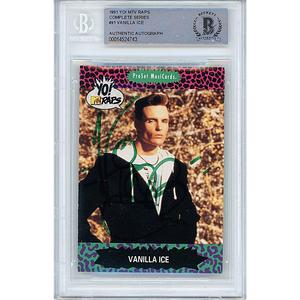 Vanilla Ice Signed 1991 Yo MTV Raps Trading Card Hip Hop Beckett Authentic Auto Slab Clearance Free Shipping