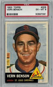 Vern Benson 1953 Topps Card #205- PSA Graded 6 EX-MT (St. Louis Cardinals) Cheap Sale Discounts
