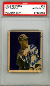 Vic Raschi Autographed 1949 Bowman Rookie Card #35 Yankees PSA/DNA #27473750 Discount Online
