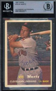 Vic Wertz Beckett BAS Vintage Signed 1957 Topps Autograph Free Shipping Cheap Real