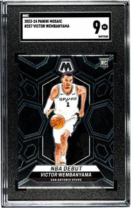 Victor Wembanyama 2023-24 Panini Mosaic Rookie Card (RC) #257- SGC Graded 9 Mint Outlet With Credit Card