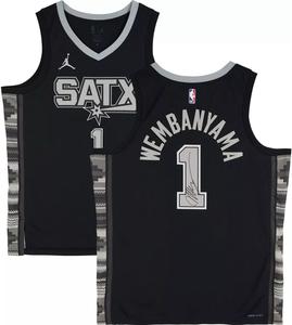 Victor Wembanyama Signed Black Jordan Statement Jersey Spurs Auto Fanatics COA View