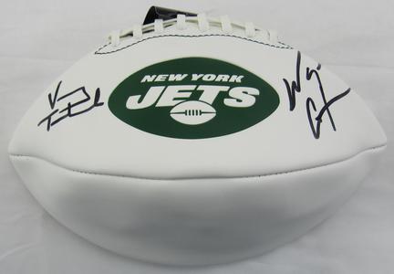 Vinny Testaverde Wayne Chrebet Signed Jets Logo Football JSA Free Shipping 2025