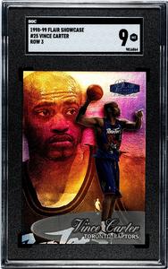 Vince Carter 1998-99 Flair Showcase Row 3 Rookie Card (RC) #25-SGC Graded 9 Mint Clearance Get Authentic