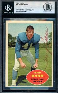 Terry Barr Beckett BAS Signed 1960 Topps Autograph Cheap Low Shipping