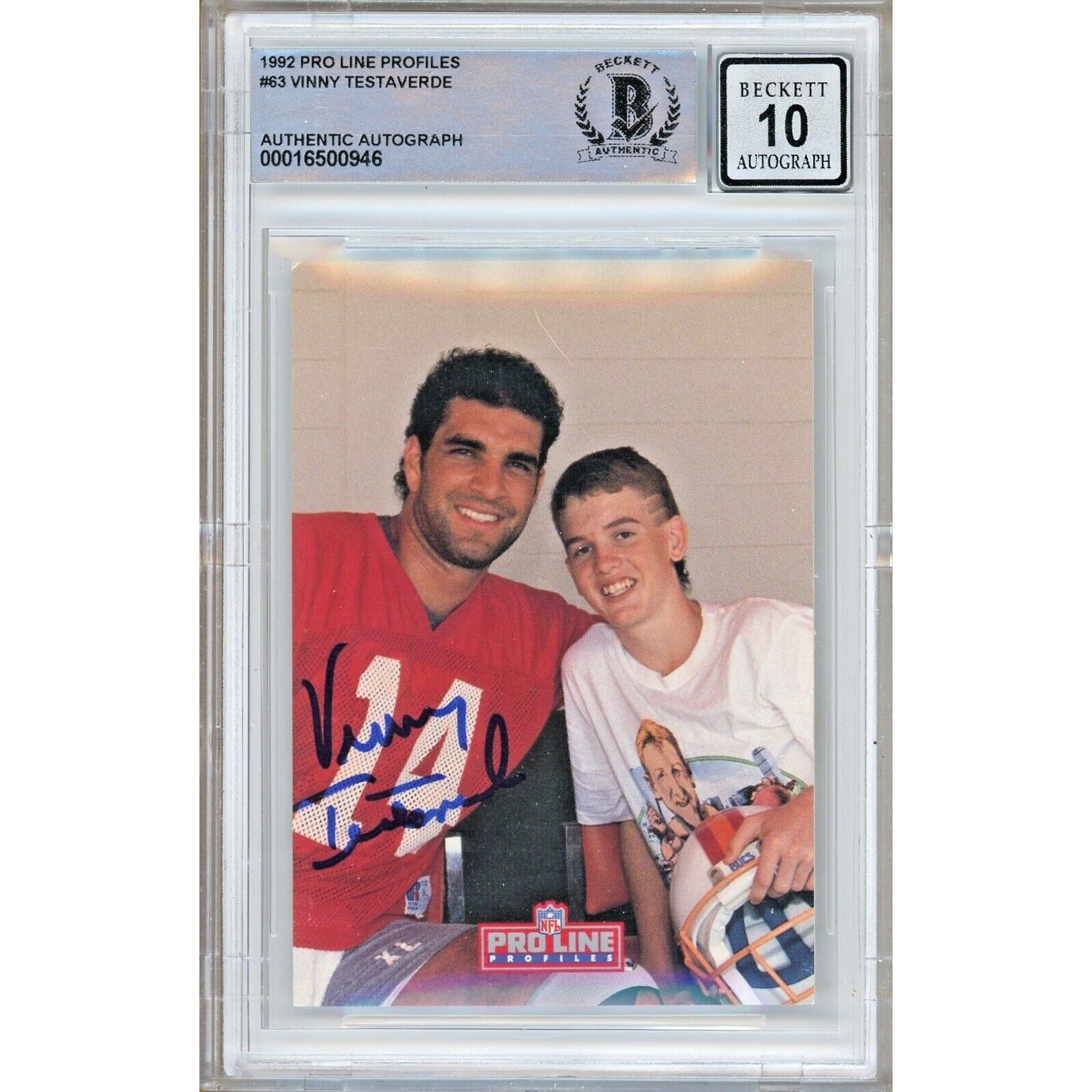 Vinny Testaverde Buccaneers Signed 1992 Pro Line Profiles Card BGS Auto-10 Graded Slab Cheapest Pice