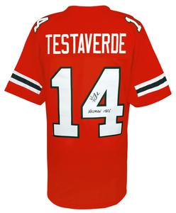 Vinny Testaverde Signed Orange T/B Custom Football Jersey w/Heisman'86 -(SS COA) Wholesale Pice For Sale
