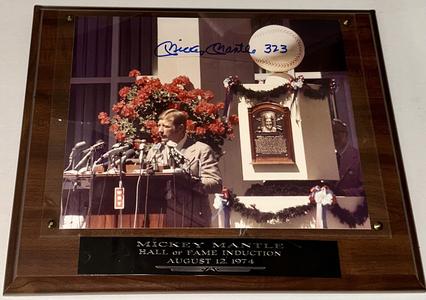 MICKEY MANTLE SIGNED HOF L/E #323 WOOD 11x13 PHOTO PLAQUE BECKETT COA GRADE 10 Discount Explore