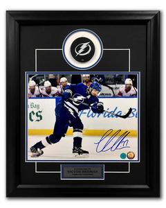 Victor Hedman Signed Tampa Bay Lightning 20x24 Puck Frame Discount Pices