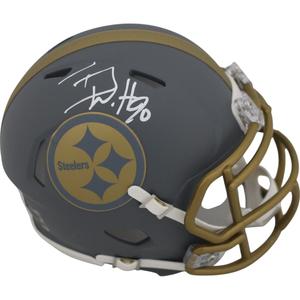 TJ Watt Autographed Pittsburgh Steelers Slate Mini Helmet Beckett Witness 48963 Grey Outlet Store Online