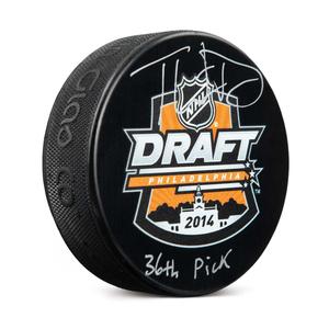 Thatcher Demko Signed 2014 NHL Entry Draft Puck with 36th Pick Note Buy Cheap Best Sale