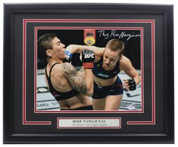Thug Rose Namajunas Signed Framed Punch 11x14 Photo PSA 43629 Cheap Sale Get Authentic