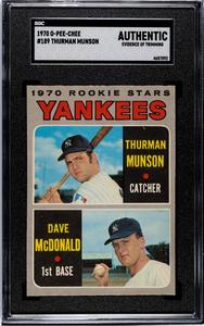 Thurman Munson 1970 O-Pee-Chee RC Card #189- SGC Slabbed Authentic Trim CENTERED Perfect