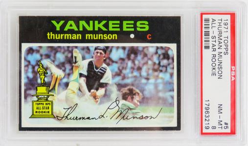 Thurman Munson 1971 Topps All Star Rookie Card #5 (2nd YR Card) -PSA 8 NM-MT (G) In China Sale Online