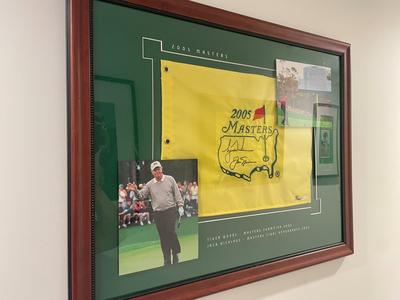 Tiger Woods Jack Nicklaus Autographed 2005 Masters Flag UDA 13/100 Framed Sale Affordable