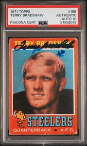 TERRY BRADSHAW SIGNED 1971 TOPPS ROOKIE CARD #156 STEELERS RC PSA/DNA AUTO 10 Discount Online