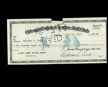 William Veeck PSA DNA Signed x2 Chicago Cubs Check 7-31-1919 Autograph Collections Cheap Pice