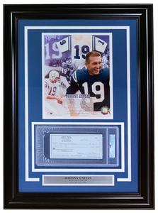 Johnny Unitas Baltimore Colts Signed Framed Bank Check #5584 PSA Looking For Online