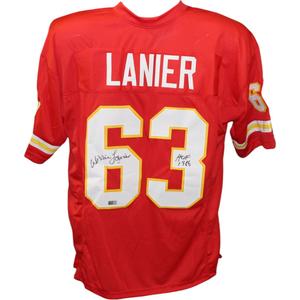 Willie Lanier Autographed/Signed Pro Style Red Jersey HOF TRI 43417 Big Sale Sale Online