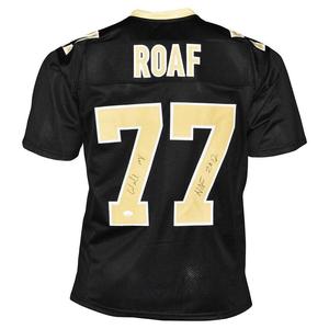 Willie Roaf Signed HOF 12 Inscription New Orleans Pro Black Football Jersey (BEC Sale Best Seller