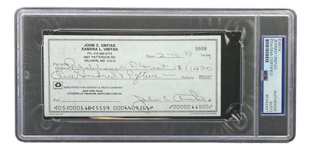 Johnny Unitas Baltimore Colts Signed Bank Check #5559 PSA 100% Original Cheap Pice