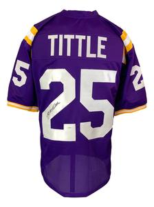 YA Tittle LSU Signed Purple College Football Jersey JSA Hologram Free Shipping Good Selling