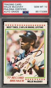 Willie McCovey Gem Mint 10 PSA DNA Signed 1978 Topps 1977 Record Breaker Auto Sale Best Pices