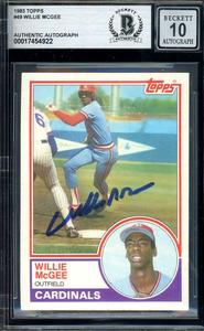 Willie McGee Gem Mint 10 Beckett BAS Signed 1983 Topps Rookie Autograph Clearance 2025 New