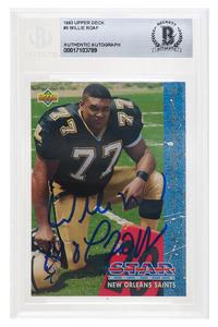 Willie Roaf Signed Saints 1993 UD RC Football Card #6 w/HOF (Beckett Slabbed) 2025 New Sale Online